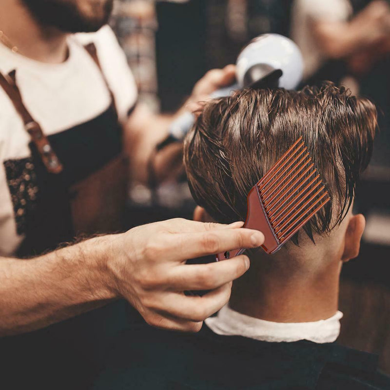 Wide Teeth Afro Hair Fork Comb Unisex Hairstyle Curly Insert Brush (Brown) A