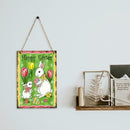 Happy Easter Rabbit Wood Hanging Plaque Ornament Home Wall Festival Pendant