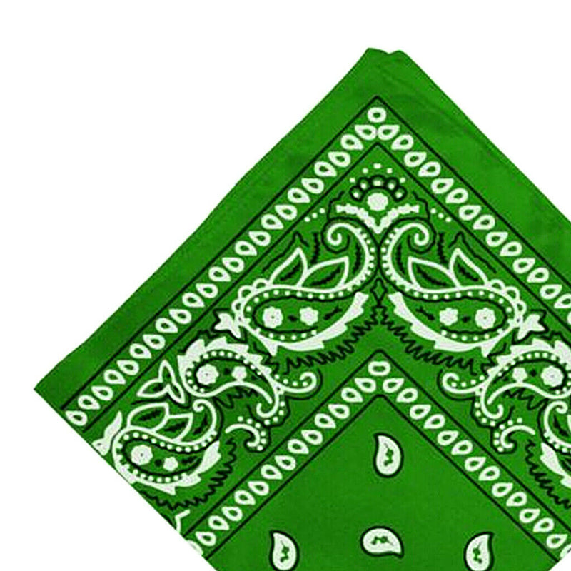 Women Men Novelty Paisley Print Cowboy Bandana Head Wrap Kerchief Green