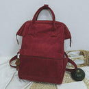 Solid Color Travel Backpacks Corduroy Women Large Top-handle Bags (Red)