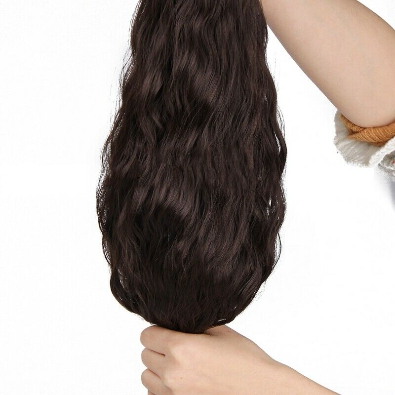 Long Clips in Hair Extension Synthetic Natural Hair Water Wave Blonde Black F7Y1