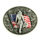 Men's American   Pattern with Flower Cowboy Western Metal Belt Buckle