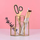 Glass Copper Hexagon Composite Pen Holder Makeup Brush Glass Box Multifunct