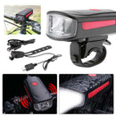 USB Rechargeable MTB Mountain Road Bike Front Headlight+ Electronic Bell