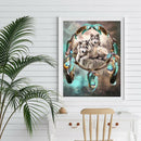 5D DIY Full Drill Diamond Painting Wolf and Dream Catcher Embroidery Kit
