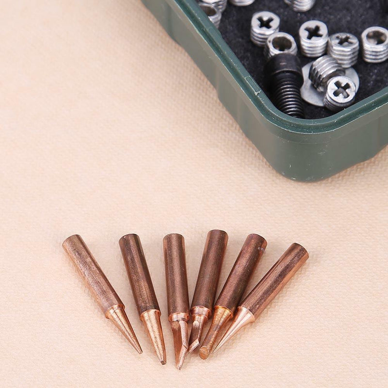 6pcs Set Pure Copper Iron Tip 900M-T Soldering Tip Soldering Rework Station New
