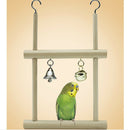 Set of 2, Bird Stand Perch with Mirror & A Bell wooden Swing for Budgie Parakeet