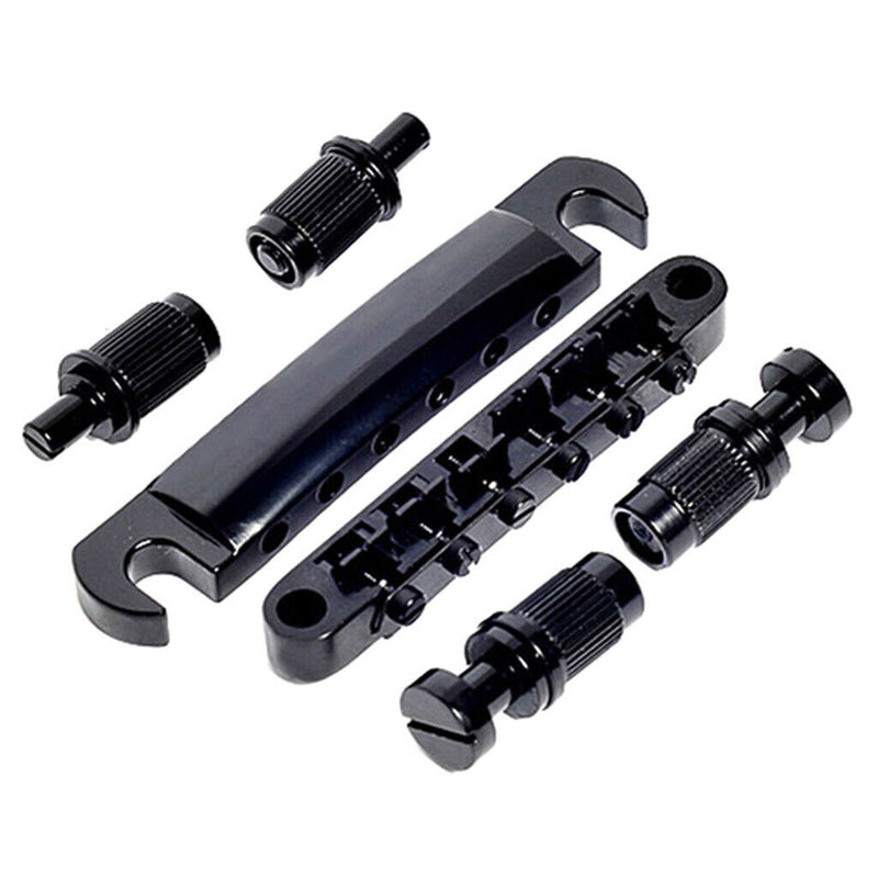 Electric Guitar Saddle Bridge Set Studs For 6-String LP Black