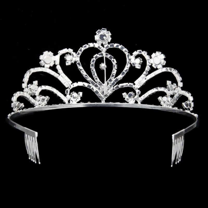 Fashion Wedding Party Bride Crown Rhinestones Headband with Comb Tiara Whit X2J4