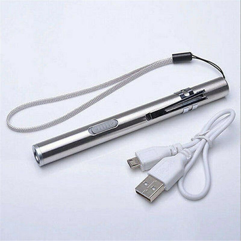 1*Waterproof Pocket LED Flashlight USB Rechargeable LED Torch Mini Penlight Lamp
