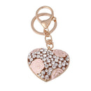 Heart Shaped Key Chain Rings Rhinestone Rose Flower Keychain Organizations Gift