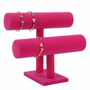 Covered 2 Tier Necklace Jewelry Bangle Bracelet Holder Display Stand for Ho J4Q3