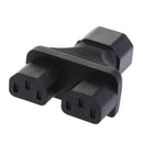 IEC320 C14 Right Angle C13 Male Dual To Female Power Adapter Y Splitter