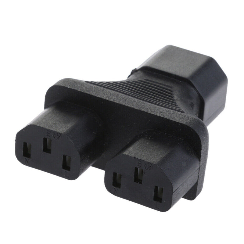 IEC320 C14 Right Angle C13 Male Dual To Female Power Adapter Y Splitter