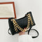 Women Stone Leather Shoulder Bags Elegant Chain Messenger Handbags (Black)