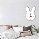 Nordic Style Rabbit Wall Clock Silent Wooden Clock For Home Living Room Sui A9Z1