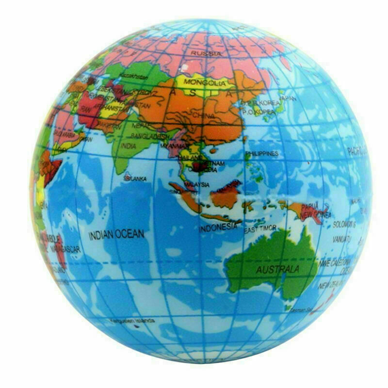 Foam World Map Earth Globe Stress Relief Ball Bouncy Atlas N Geography
