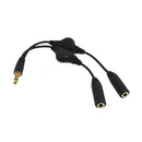 3.5mm M/2F 15cm Stereo Headphone Audio Extension Cord Cable +Volume Control