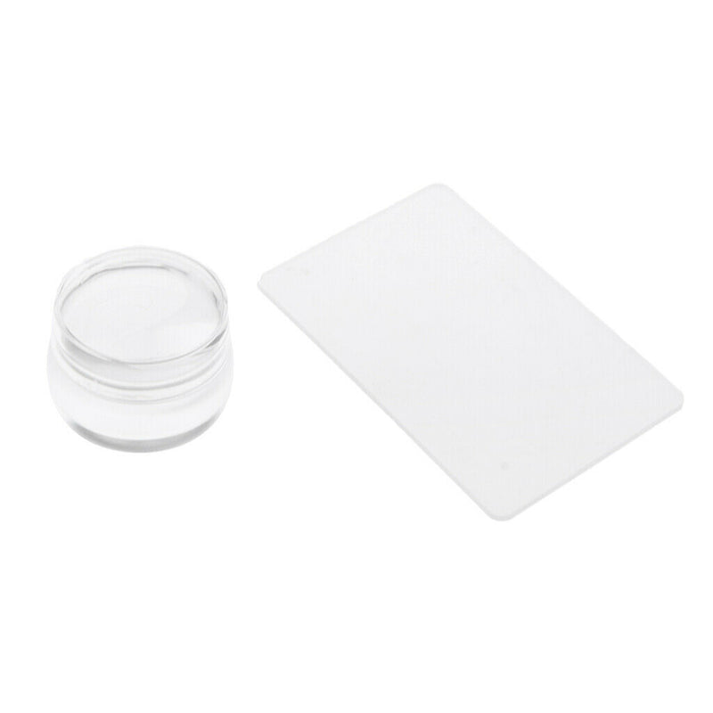 4cm Chunky Clear Jelly Transparent Soft Stamper and Scraper Set - Nail Art