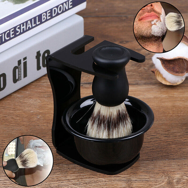 3 In 1 Shaving Soap Bowl With Brush And Stand Bristle Hair Shave Brushes Mug FT