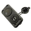 All-In-1 Dual USB Car Socket +LED Voltmeter Panel Quick Charge Green