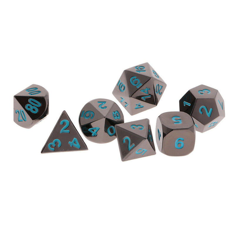7x Black Nickel D4 D20 Multiple Dice for RPG MTG Gaming Players with