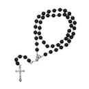 Fashion Top Black Tone Bead Chain Jesus Christ Cross Pendant Long Necklacce