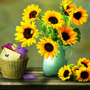 Diamond Embroidery Sunflower Vase Round DIY Diamond Painting Cross Stitch