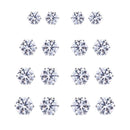 Men Womens Stainless Steel White Round Cubic Ear Studs Earrings 8pairs 4~8mm@ Gw