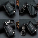 Carbon Fiber Flip Car Key Fob Chain Cover Case For VW Skoda Karoq Octavia J2X5