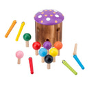 Wood Mushroom Roof Catching Worm Insect Magnet Stick Kids Games Educational