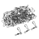 50pcs Stainless Steel Fishing Rolling Swivels with Hooked Snap Length 2.5cm