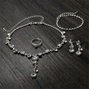 Rhinestone Crystal Necklace Earrings Bracelet Ring Wedding Bridal Jewelry Set^^