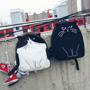 Lovely Cat Backpack Casual Canvas Backpacks School Bag Women Cute Rucksack