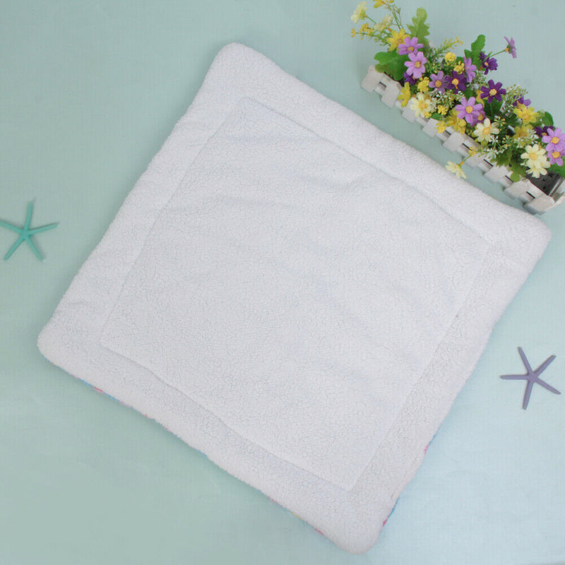 Dog Cat Blanket Pet Cushion Bed Soft Velvet Winter Warm Sleep Mat(Blue L) SN9F