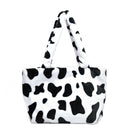 Fashion Cow Print Shoulder Bag Women Plush Totes Large Capacity Handbag (A)