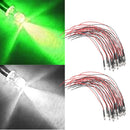 40pc White/Green 5mm 3-42V Prewired LED Bulb Light Assortment High Intensity