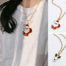 Merry Christmas Necklace Pendant Santa Claus Elk Set Party Gift Happy