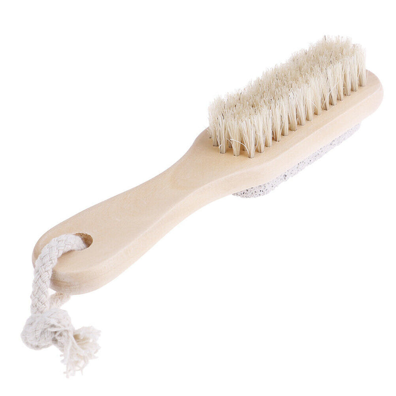 1PCS Foot Care Bristle Scrub Brush Wooden Handle Pumice Stone Remove Dead Ski Kw
