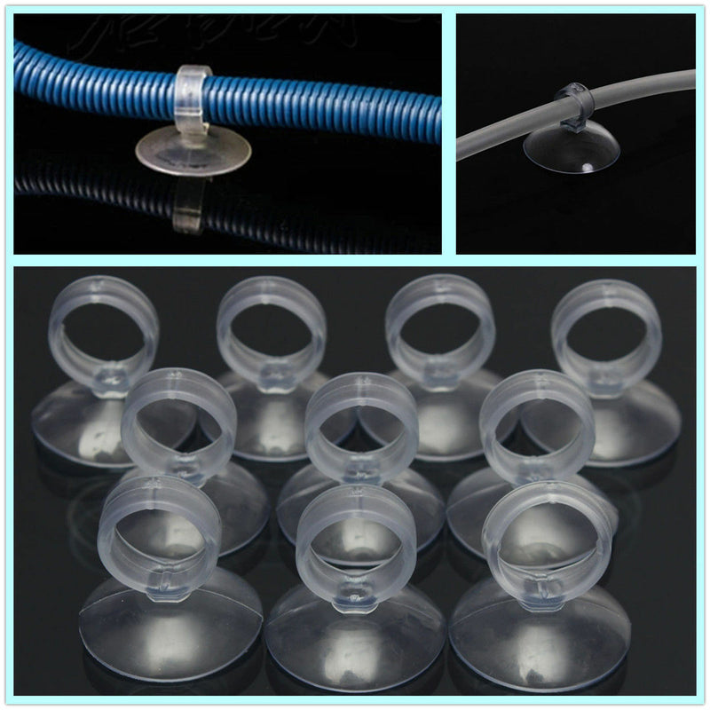 10Pcs 16mm Diameter Aquarium Fish Tank Suction Cup Tube Holder Sucker Pipe Clips