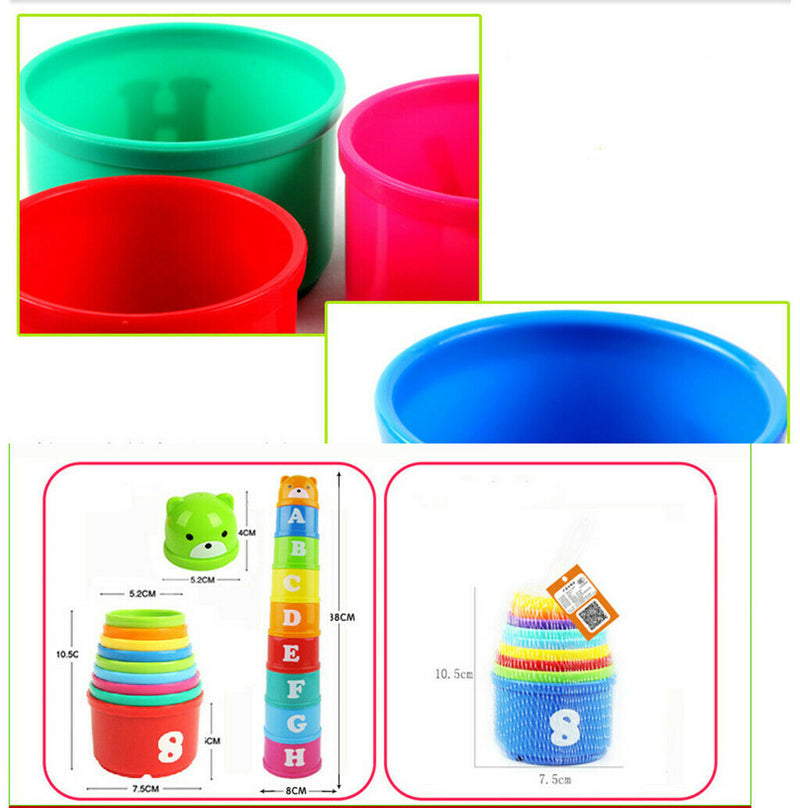 Plastic Stacking Up Cups Rainbow Kids Educational Toys