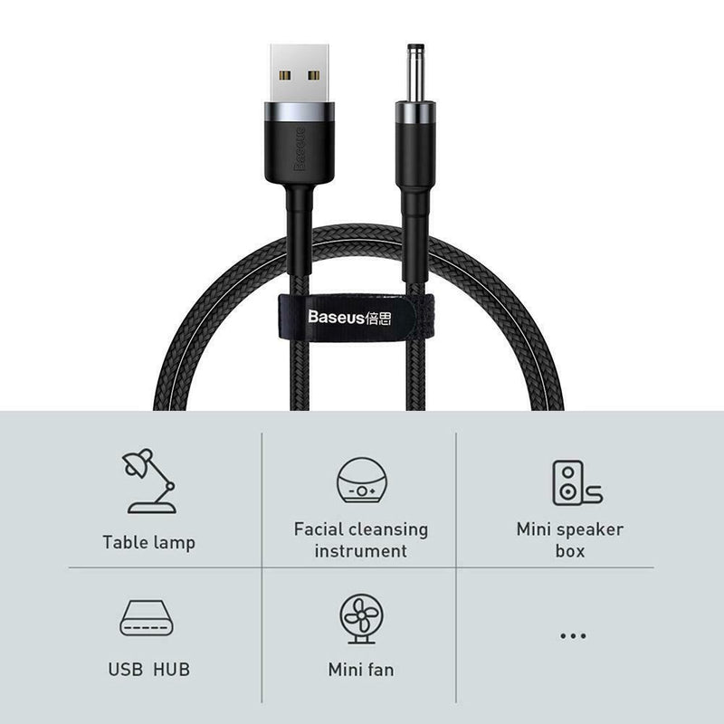 Baseus USB to DC 3.5mm Charging Cable HUB Fan 2A Power Supply Adapter Cord