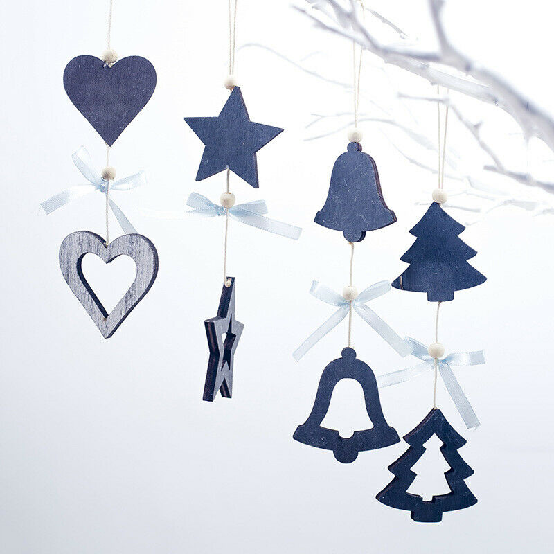 1 Set 4Pcs Christmas Tree Decorations Ornaments Wooden Printing Ornaments C