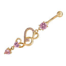 Love Heart Crystal Gem Navel Buckle Belly Ring Piercing Body Diamond Inlaid R4M9
