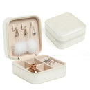 Portable Earrings Rings Storage Box PU Leather Jewelry Display Case (White) A