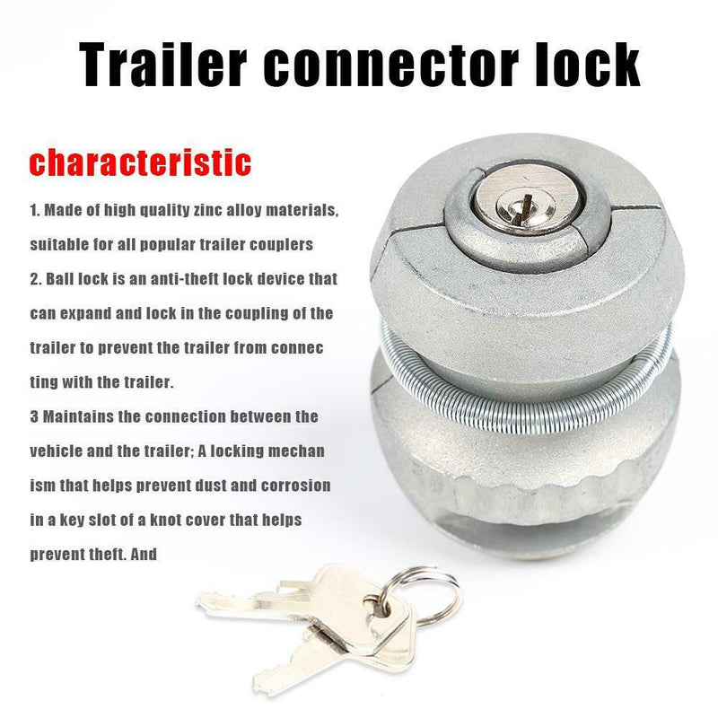 Universal Trailer Parts Hitch Lock Ball Lock for Coupling Tow Caravan Zinc