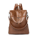 Women's Fashion Casual Party Personality Shoulder Leather Backpack Brown
