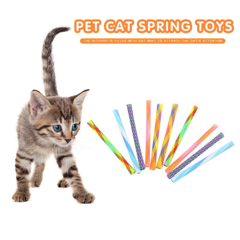 13cm Cat Teaser Color Spring Pet Flexible Interactive Bouncing Toys Random