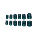 24pcs Solid green French False Nails Art Acrylic Full Cover Tips Manicure Gl%!