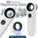 40X Magnifying Magnifier Glass Jeweler Eye Jewelry Loupe Loop with 2 LED Li K0M8